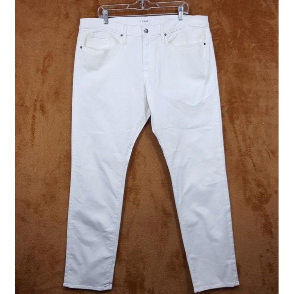 FRAME DENIM Jeans Mens Size 38 White Wash L'HOMME Slim Stretch Denim $218